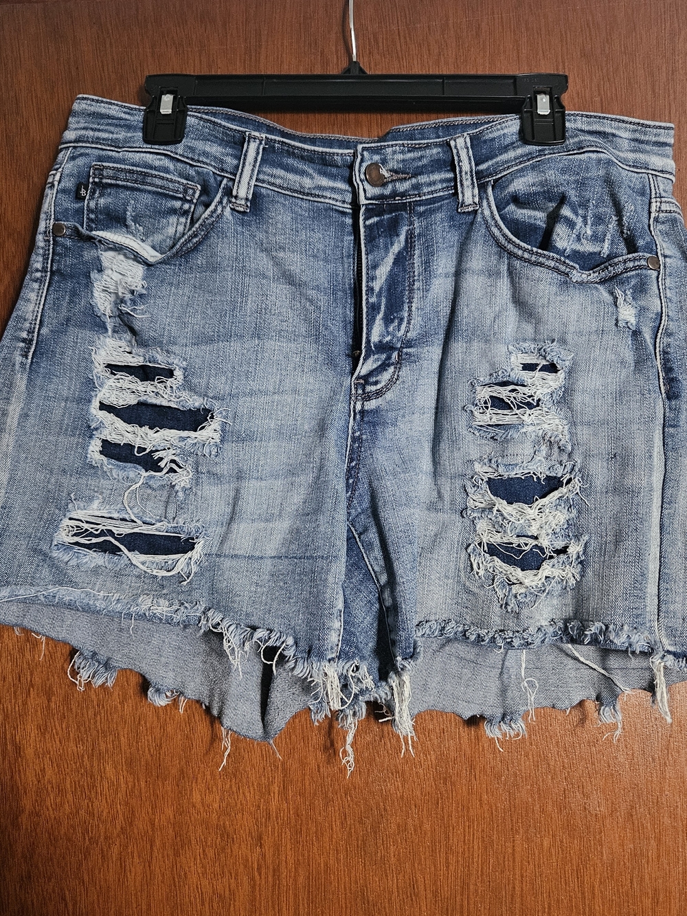 Judy Blue Distressed Light Blue Denim Jean Shorts